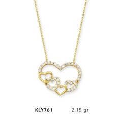 14 Ayar Atın Mini Kalpler Kolyesi KLY761
