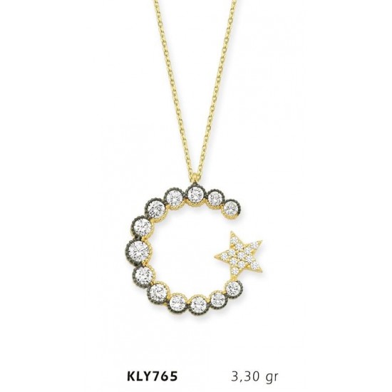 14 Ayar Altın Ay Yıldız Kolye KLY765 14 Ayar Altın Ay Yıldız Kolye KLY765