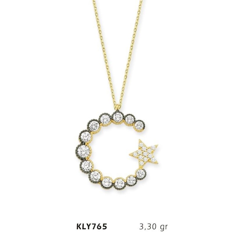 14 Ayar Altın Ay Yıldız Kolye KLY765 14 Ayar Altın Ay Yıldız Kolye KLY765