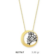 14 Ayar Altın Yıldızlı Çember Kolye KLY767