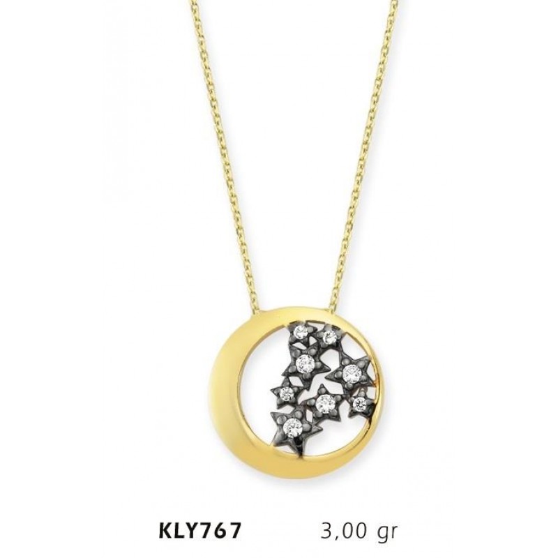 14 Ayar Altın Yıldızlı Çember Kolye KLY767 14 Ayar Altın Yıldızlı Çember Kolye KLY767