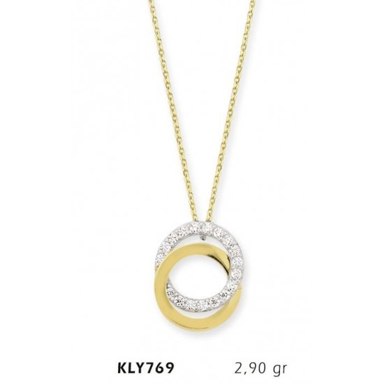14 Ayar Altın Çift Çember Kolye KLY769 14 Ayar Altın Çift Çember Kolye KLY769