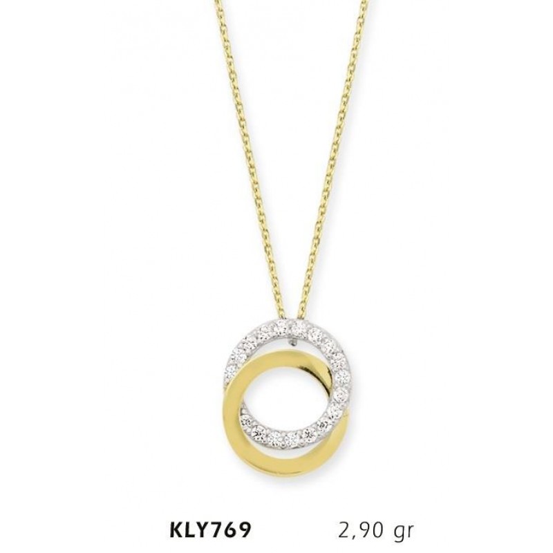 14 Ayar Altın Çift Çember Kolye KLY769 14 Ayar Altın Çift Çember Kolye KLY769