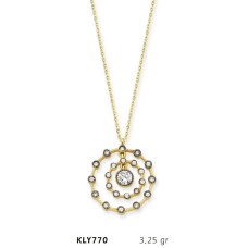 14 Ayar Altın Taşlı Çember Kolye KLY770