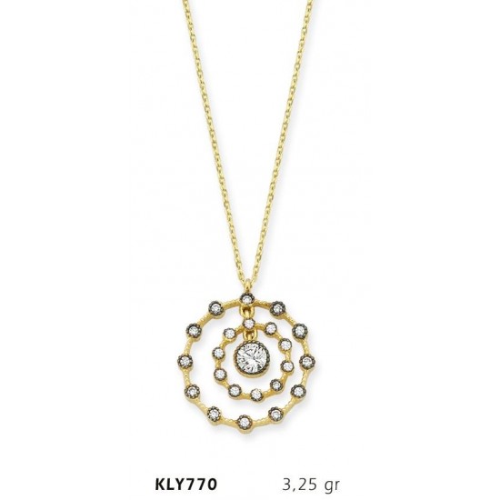 14 Ayar Altın Taşlı Çember Kolye KLY770 14 Ayar Altın Taşlı Çember Kolye KLY770