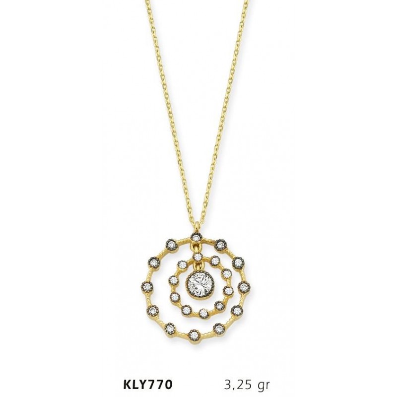 14 Ayar Altın Taşlı Çember Kolye KLY770 14 Ayar Altın Taşlı Çember Kolye KLY770