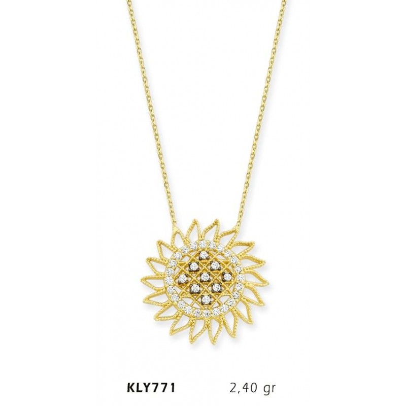 14 Ayar Altın Güneş Kolye KLY771