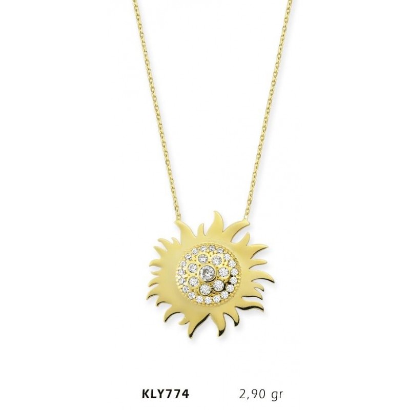 14 Ayar Altın Güneş Kolye KLY774