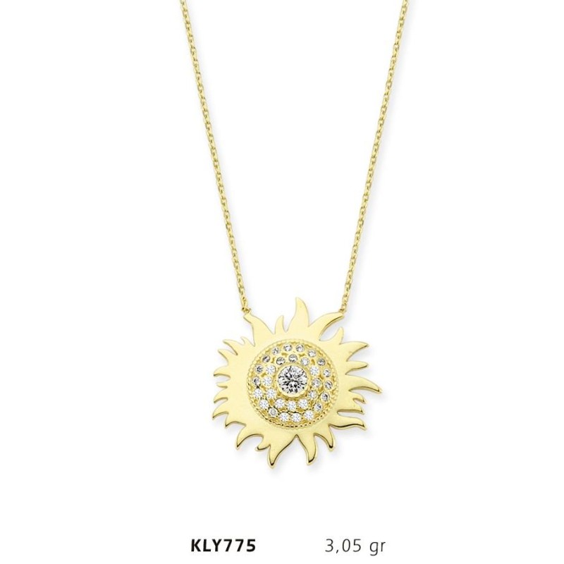 14 Ayar Altın Güneş Kolye KLY775 14 Ayar Altın Güneş Kolye KLY775