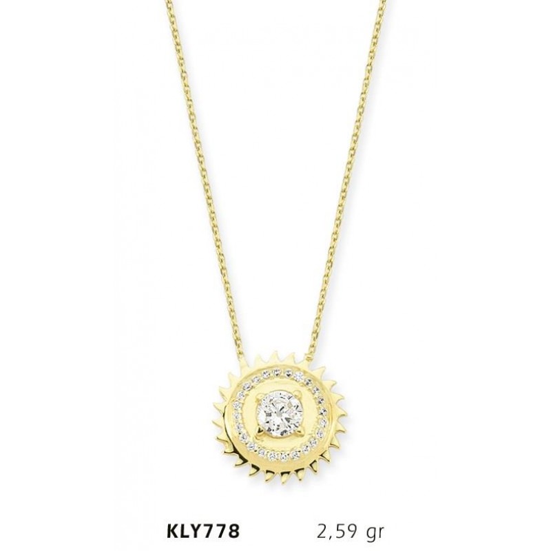 14 Ayar Altın Güneş Kolye KLY778