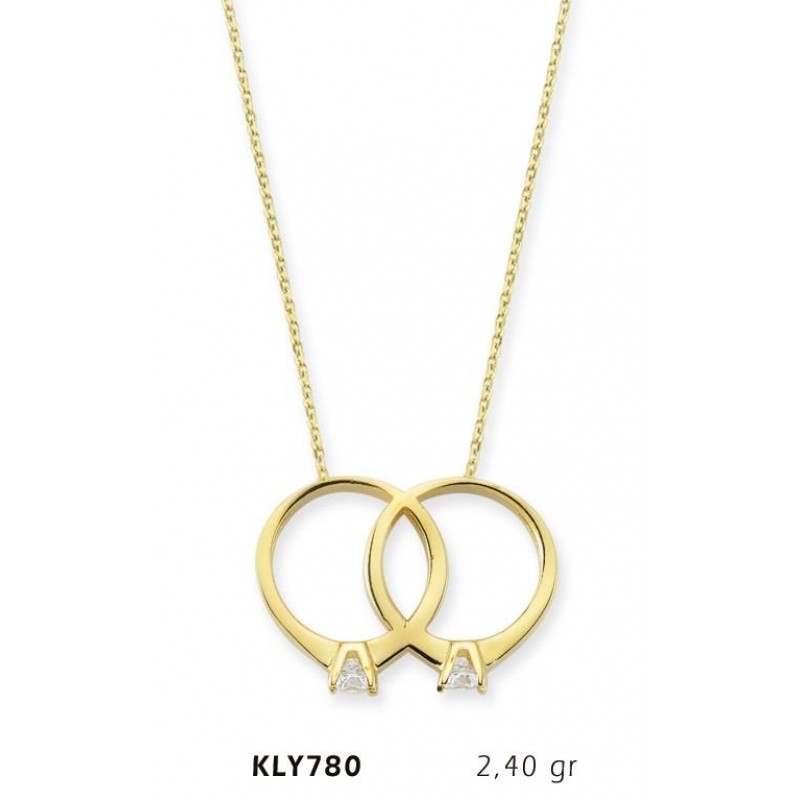 14 Ayar Altın Çift Yüzük Kolye KLY780