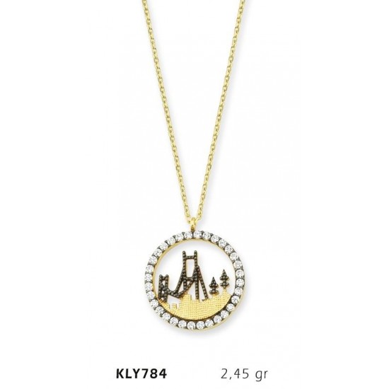 14 Ayar Altın Boğaz Köprüsü Motifli İstanbul Kolye KLY784