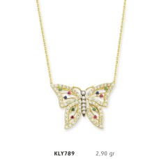14 Ayar Altın Kelebek Kolye KLY789