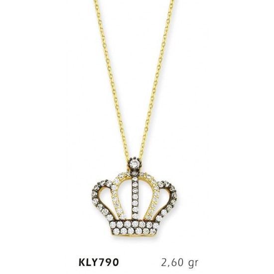 14 Ayar Altın Kral Tacı Kolye KLY790