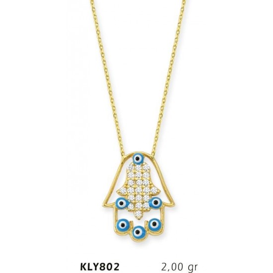 14 Ayar Altın Fatma Eli Kolye KLY802 14 Ayar Altın Fatma Eli Kolye KLY802