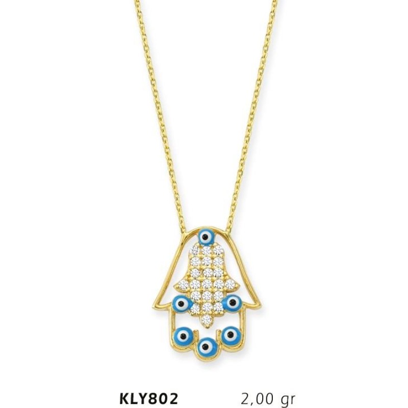 14 Ayar Altın Fatma Eli Kolye KLY802 14 Ayar Altın Fatma Eli Kolye KLY802
