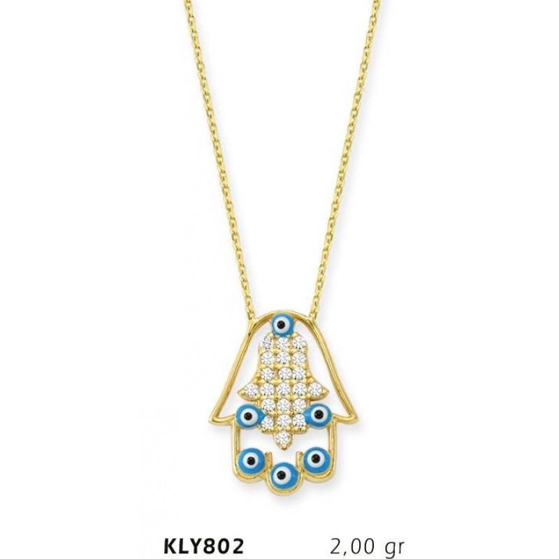 14 Ayar Altın Fatma Eli Kolye KLY802