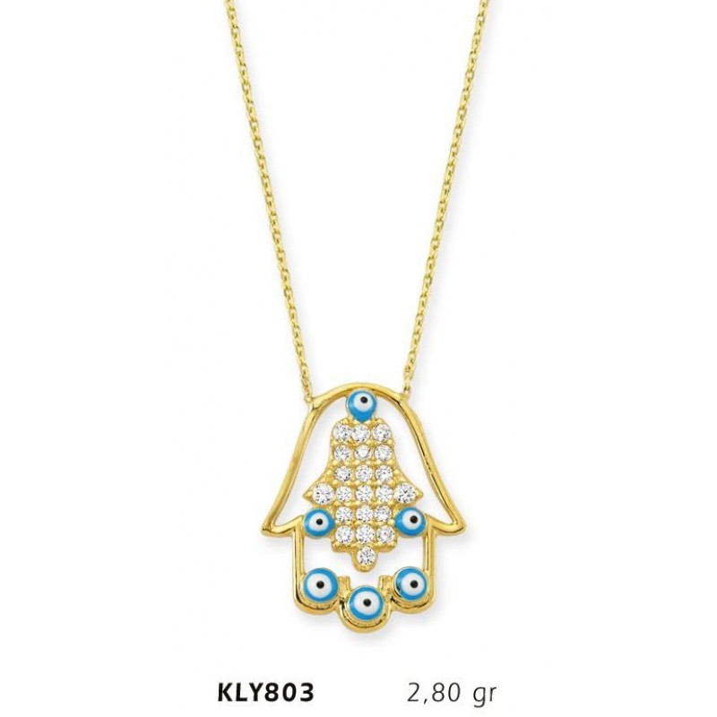 14 Ayar Altın Fatma Eli Kolye KLY803 14 Ayar Altın Fatma Eli Kolye KLY803