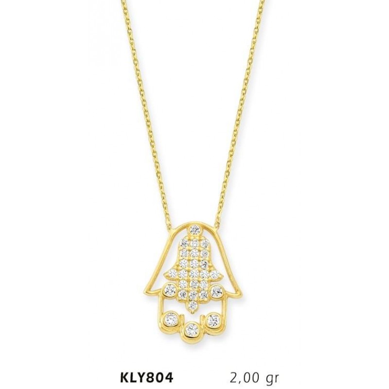 14 Ayar Altın Fatma Eli Kolye KLY804 14 Ayar Altın Fatma Eli Kolye KLY804