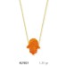 14 Ayar Altın Turuncu Opal Taşlı Fatma Eli Kolye KLY821