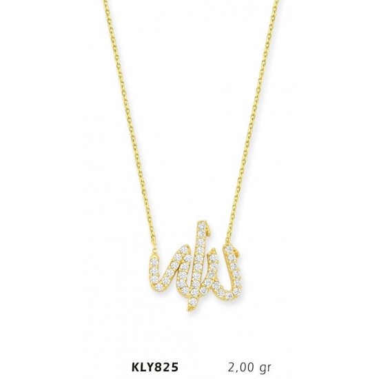 14 Ayar Altın Allah Yazılı Kolye KLY825