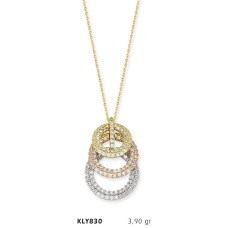 14 Ayar Altın İç İçe Halka Kolye KLY830