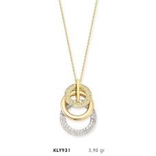 14 Ayar Altın İç İçe Halka Kolye KLY831