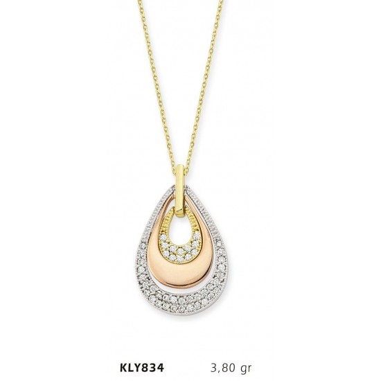 14 Ayar Altın Kırmızı Damla Kolye KLY834