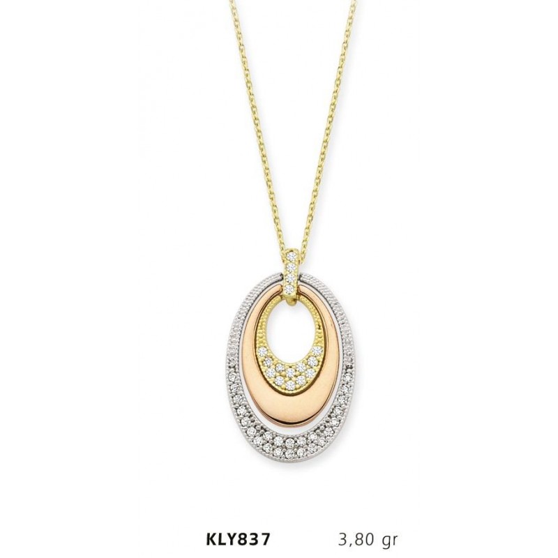 14 Ayar Altın Oval Fantezi Kolye KLY837 14 Ayar Altın Oval Fantezi Kolye KLY837