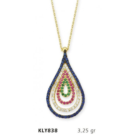 14 Ayar Altın Fantezi Damla Kolye KLY838 14 Ayar Altın Fantezi Damla Kolye KLY838