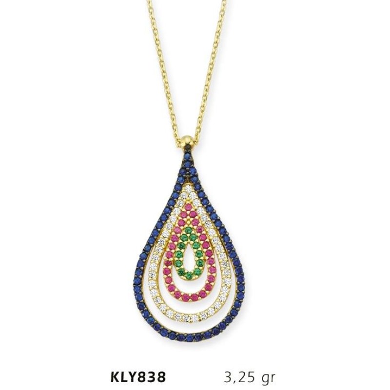 14 Ayar Altın Fantezi Damla Kolye KLY838 14 Ayar Altın Fantezi Damla Kolye KLY838