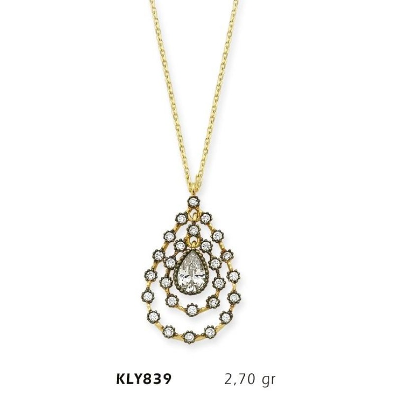 14 Ayar Altın Fantezi Damla Kolye KLY839 14 Ayar Altın Fantezi Damla Kolye KLY839