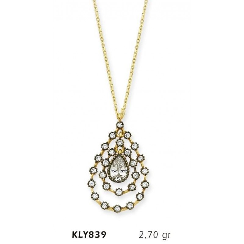 14 Ayar Altın Fantezi Damla Kolye KLY839