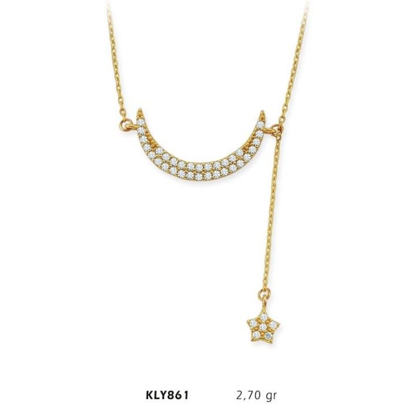 14 Ayar Altın Ay Yıldız Kolye KLY861 14 Ayar Altın Ay Yıldız Kolye KLY861