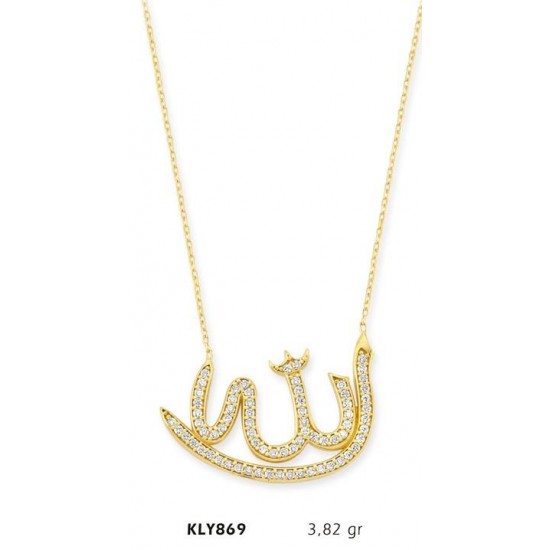 14 Ayar Altın Allah Yazılı Kolye KLY869 14 Ayar Altın Allah Yazılı Kolye KLY869