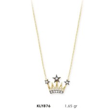 14 Ayar Altın Kral Tacı Kolye KLY876