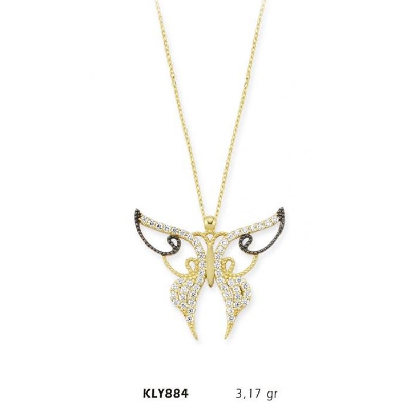 14 Ayar Altın Kelebek Kolye KLY884