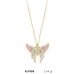 14 Ayar Altın Pembe Kelebek Kolye KLY888