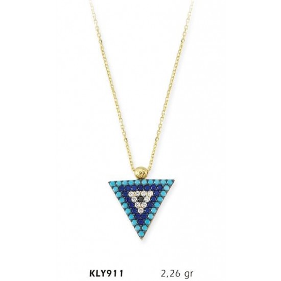 14 Ayar Altın Üçgen Nazar Boncuğu Kolye KLY911 14 Ayar Altın Üçgen Nazar Boncuğu Kolye KLY911