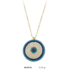 14 Ayar Altın Nazar Boncuğu Kolye KLY915 