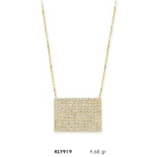 14 Ayar Altın Taş İşlemeli Kolye KLY919
