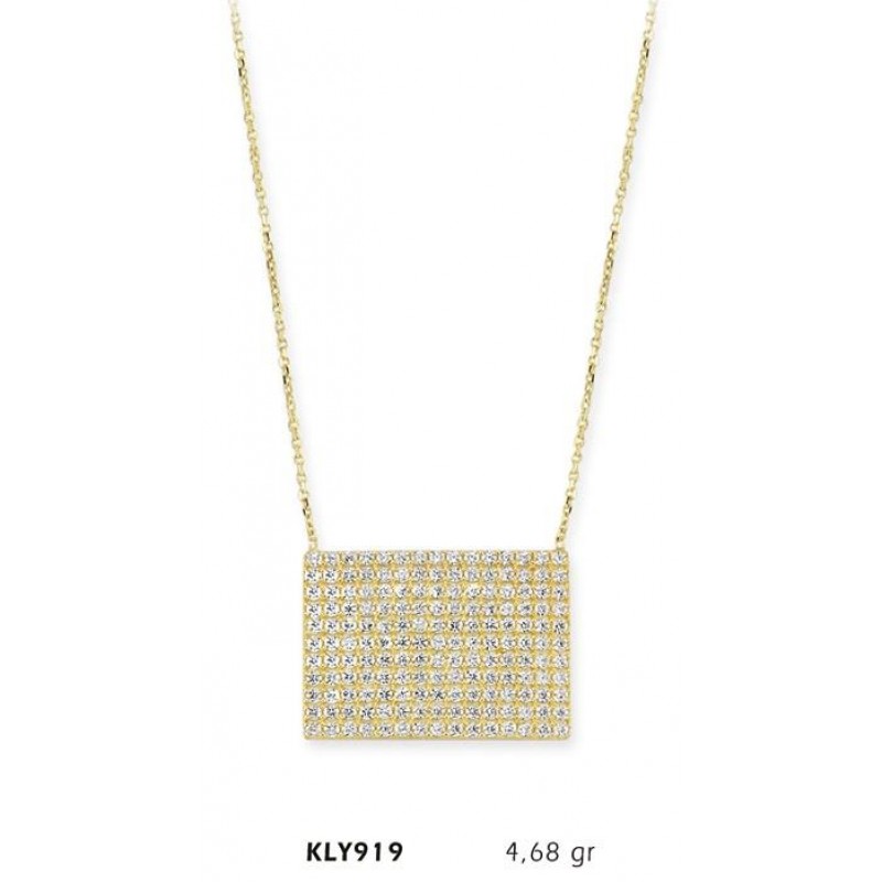 14 Ayar Altın Taş İşlemeli Kolye KLY919