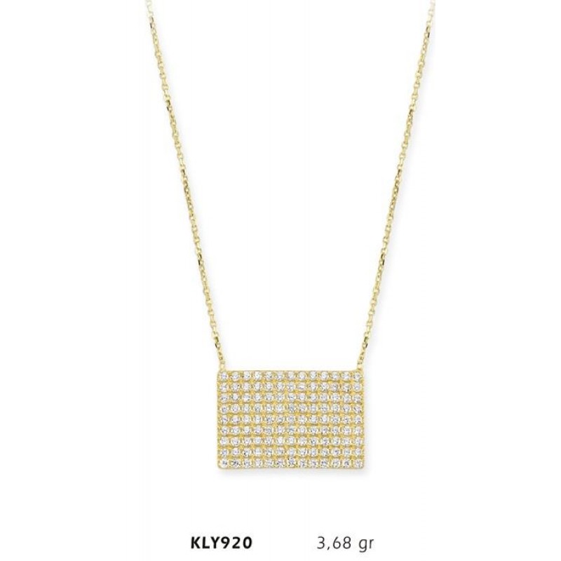 14 Ayar Altın Taş İşlemeli Kolye KLY920