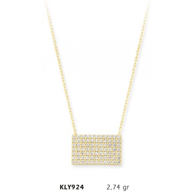 14 Ayar Altın Taş İşlemeli Kolye KLY924