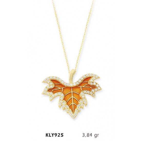 14 Ayar Altın Yaprak Kolye KLY925