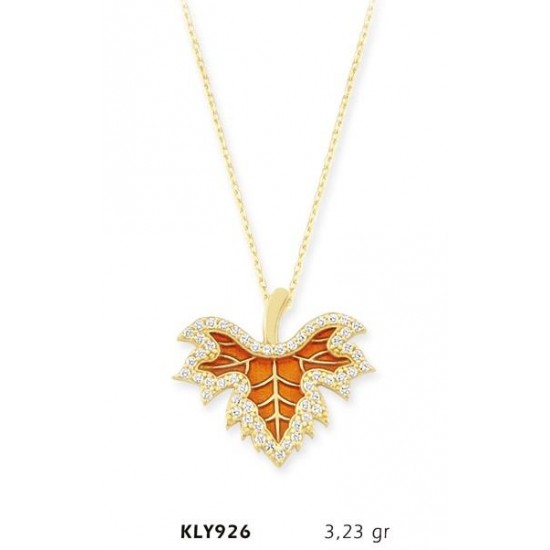 14 Ayar Altın Yaprak Kolye KLY926