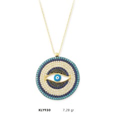14 Ayar Altın Nazar Boncuğu Kolye KLY930
