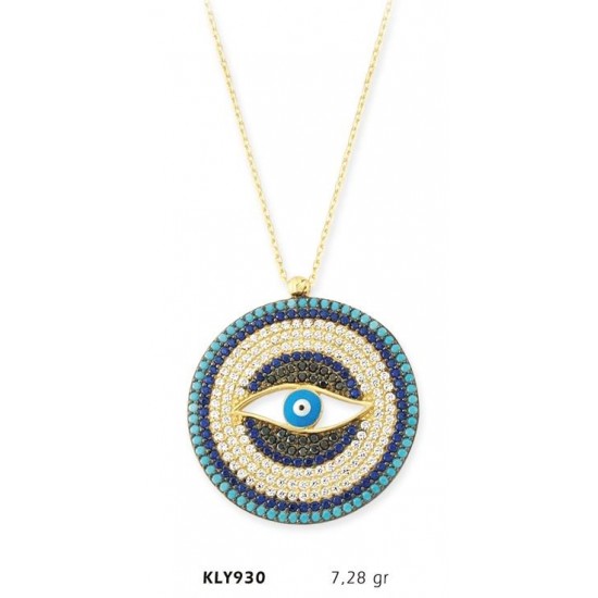 14 Ayar Altın Nazar Boncuğu Kolye KLY930