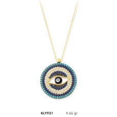 14 Ayar Altın Nazar Boncuğu Kolye KLY931