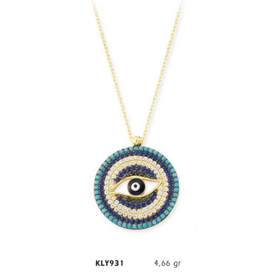 14 Ayar Altın Nazar Boncuğu Kolye KLY931